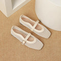 Women's black mesh summer shoes with square toe, low heel, and buckle fastening