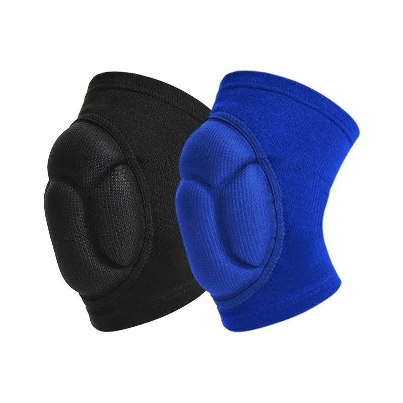 Black or blue polyester kneepads with thick sponge padding for dance, volleyball, hiking, and camping