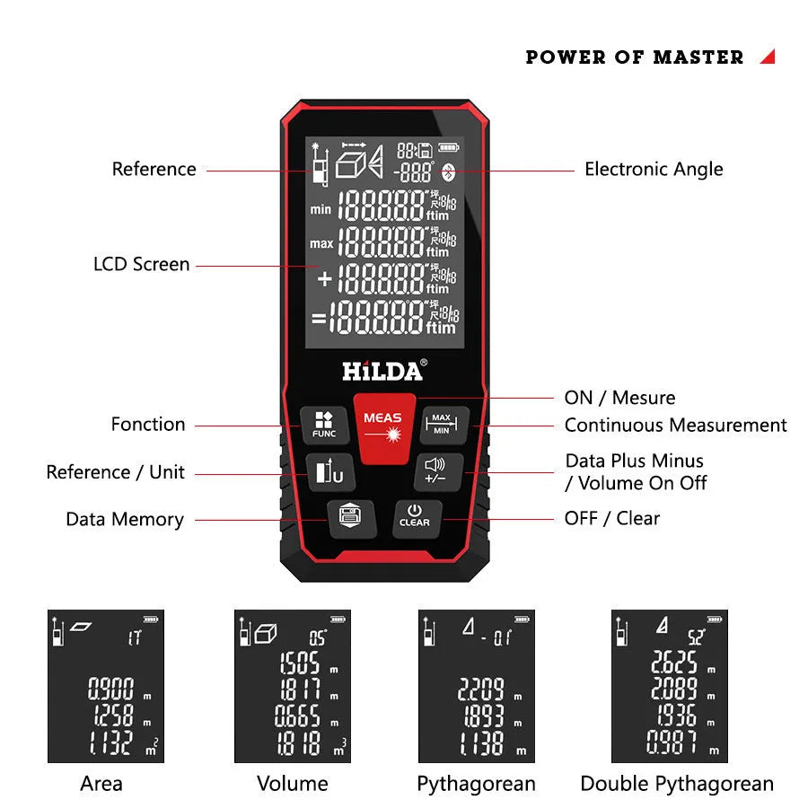 Handheld black and yellow laser rangefinder for distance measurement up to 120 metres.