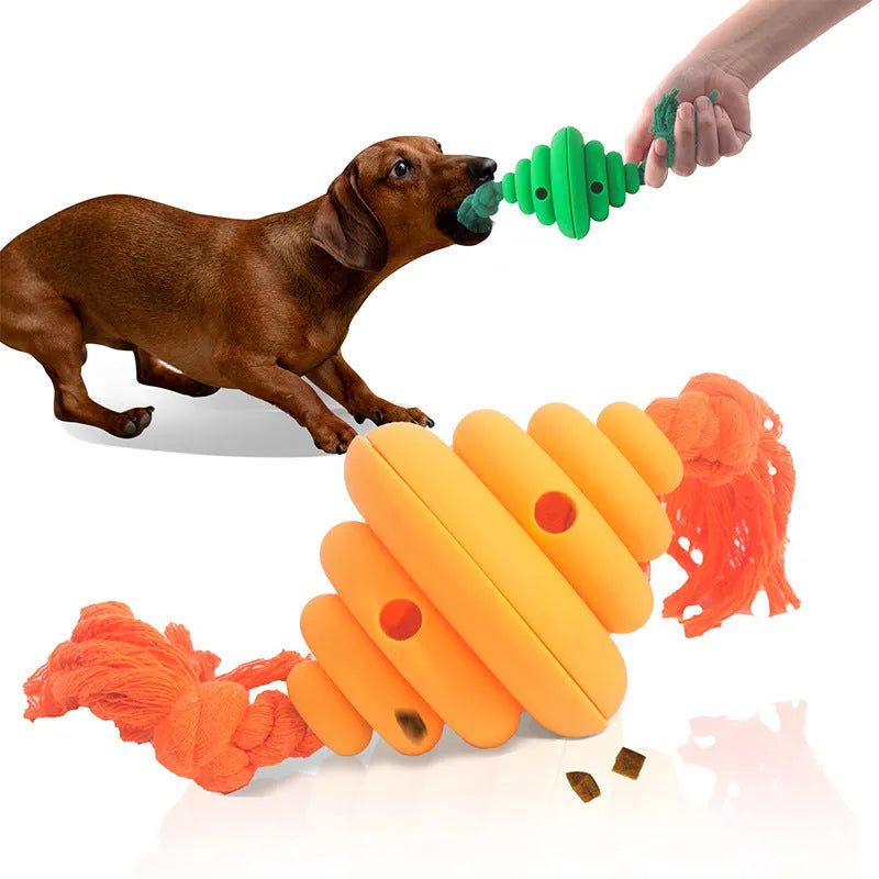 Green and yellow dog ball with knotted rope toy for large breed interactive play and treat dispensing