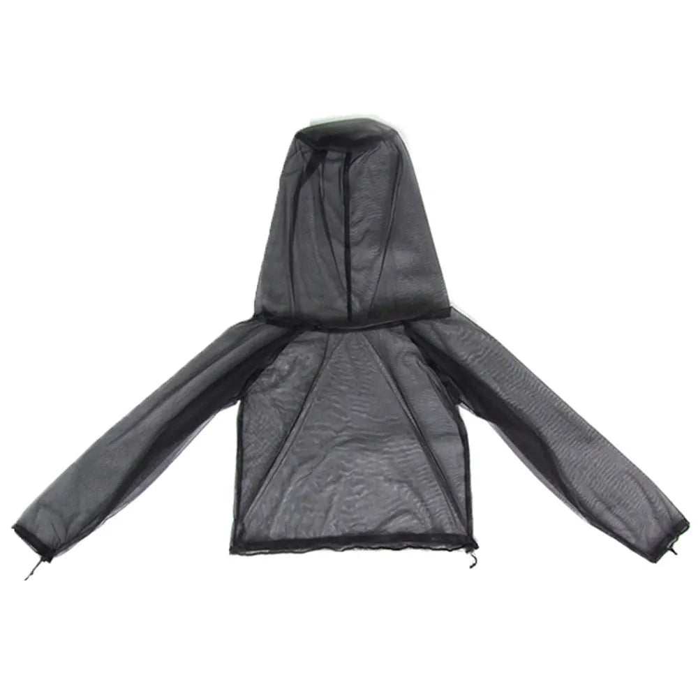 Four-piece anti-mosquito suit with hooded top, pants, and booties for outdoor summer activities