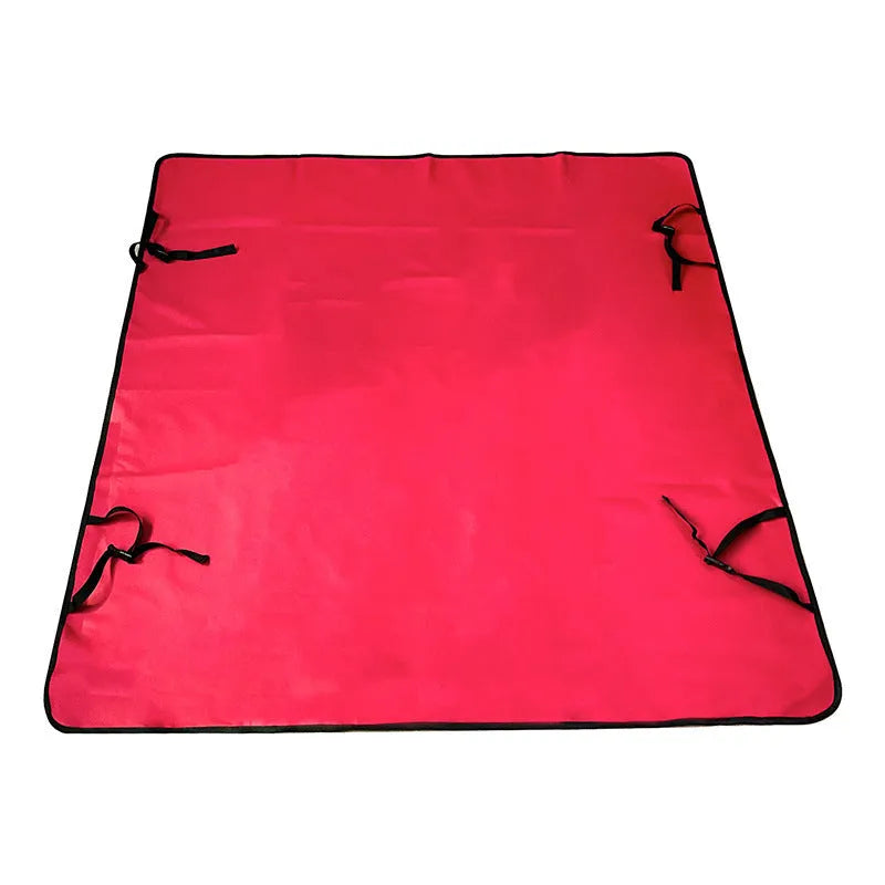 Waterproof cloth car pet mat for rear seat with dog bone print design on a grey background.