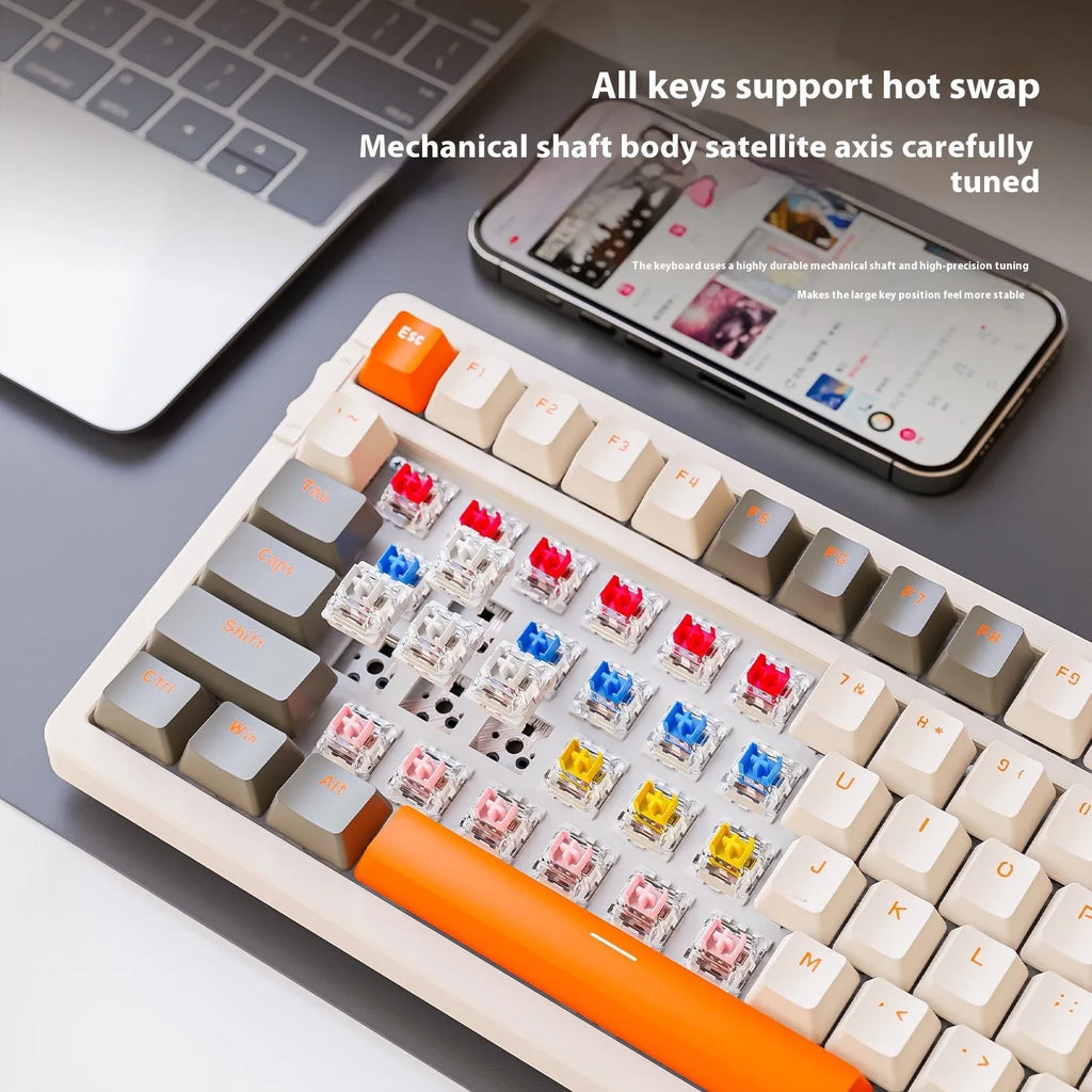 Bluetooth wireless mechanical keyboard with red switches in multiple colour options