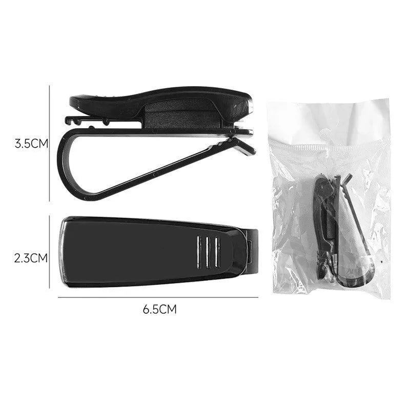 Black plastic car sunshade clip for holding glasses, tickets and ID cards