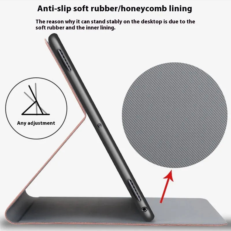 iPad protective case with TPU leather clamshell design in multiple colour options