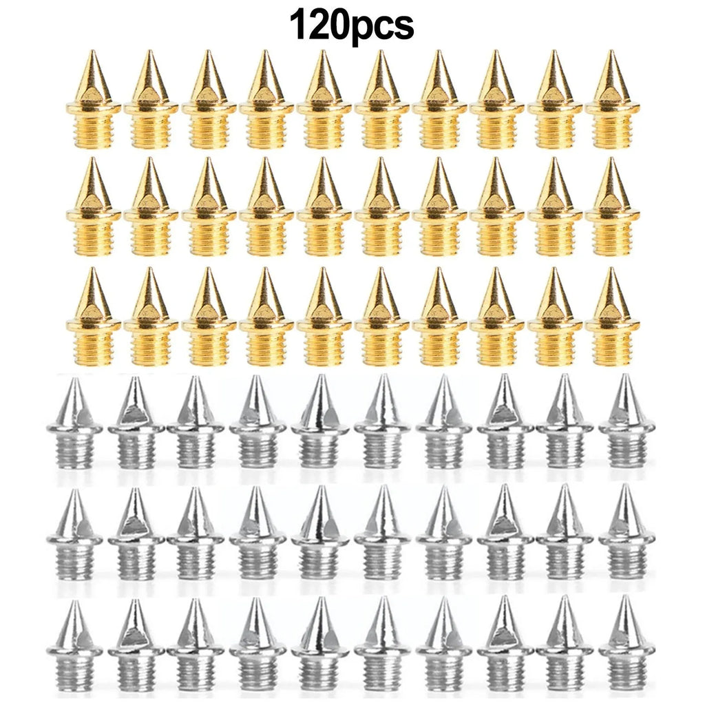 120 steel track and field running spikes in gold and silver colours for replacement use