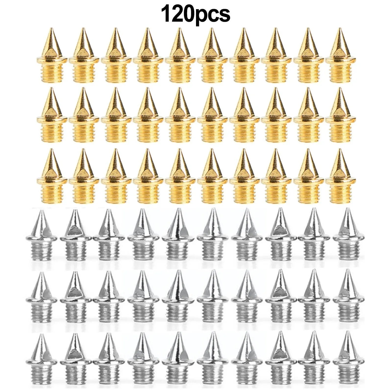 120 steel track and field running spikes in gold and silver colours for replacement use