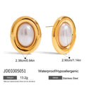 Silver-tone stainless steel vintage pearl ear studs for women with electroplated non-fading finish