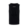 Men's sleeveless waistcoat vest in black or white with round neck and hollow thread construction