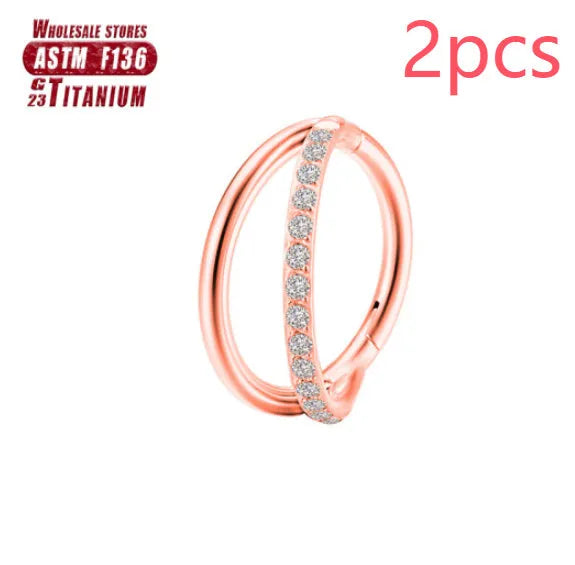 Titanium alloy fork nose ring in silver colour with diamond treatment and fork closure mechanism