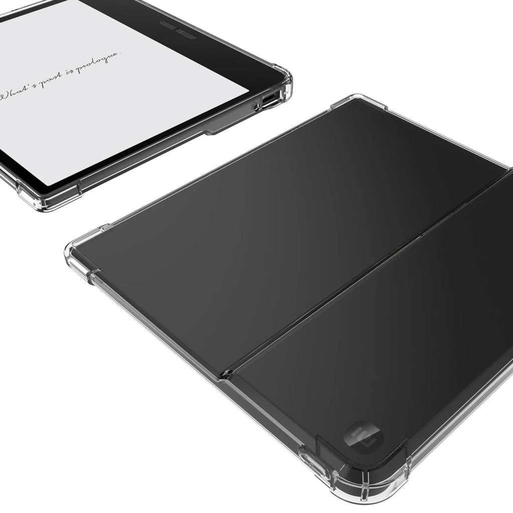 Transparent airbag phone case for a Xiaomi e-book device on a table.
