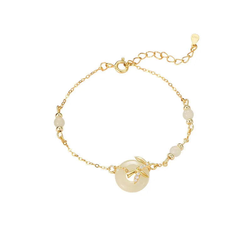 Women's antique style 925 silver bracelet with peace buckle design in gold or silver finish