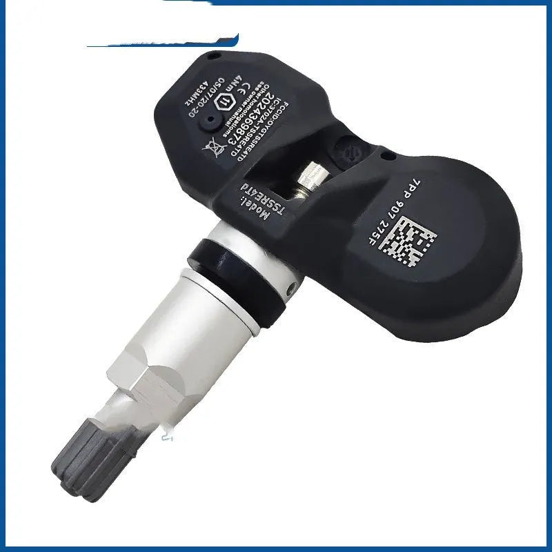 Black tyre pressure monitoring sensor for Audi vehicles on white background