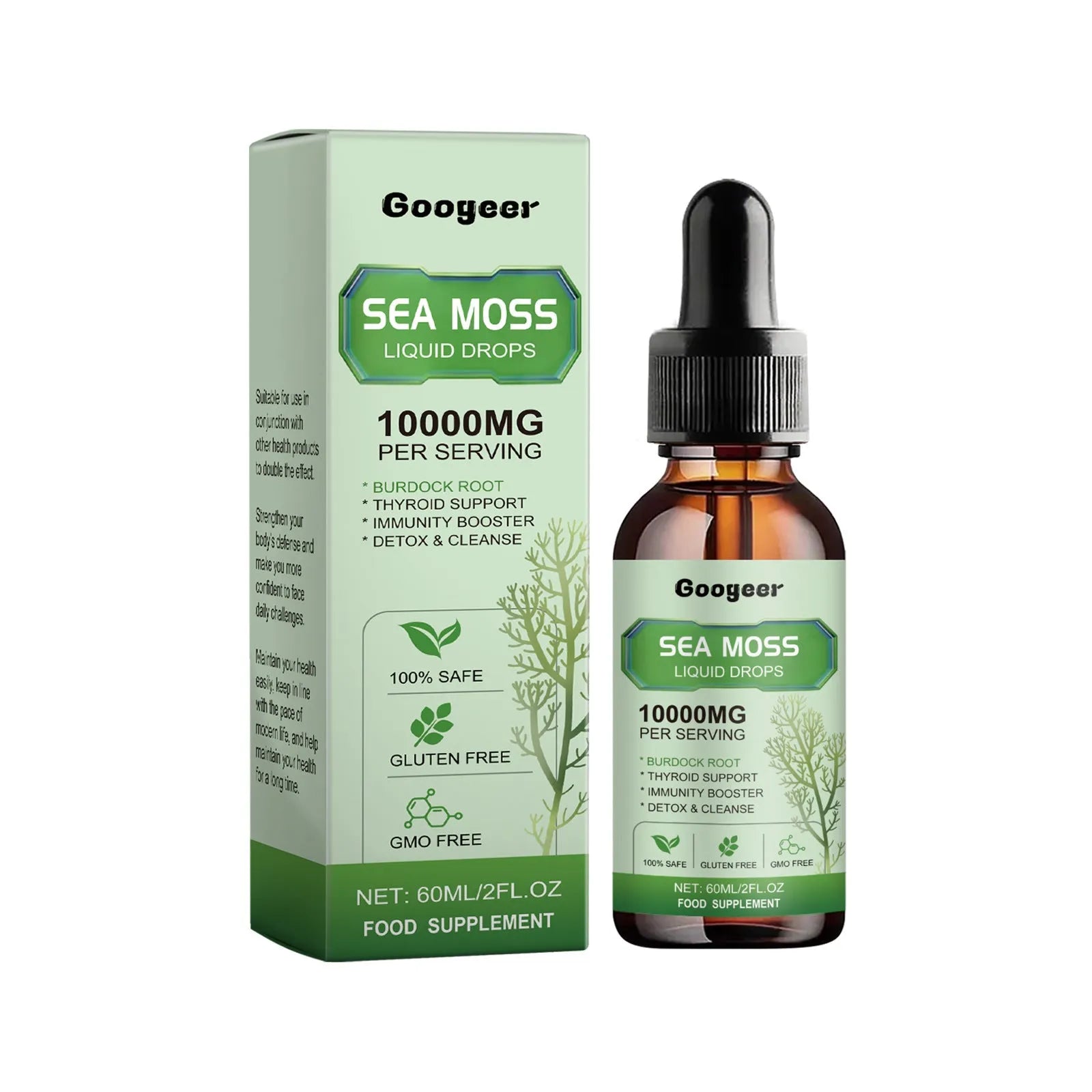 Sea Moss Liquid Drops 60ml bottle body treatment with traditional Chinese medicine extract