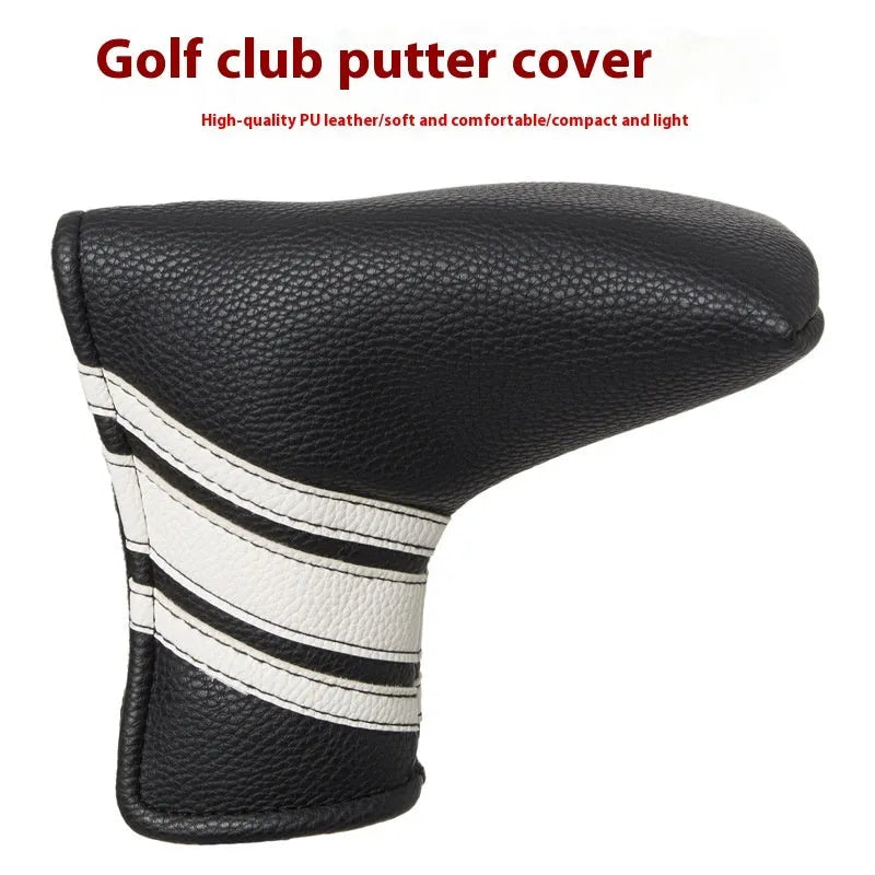 Black PU leather golf push rod case sleeve for club head protection