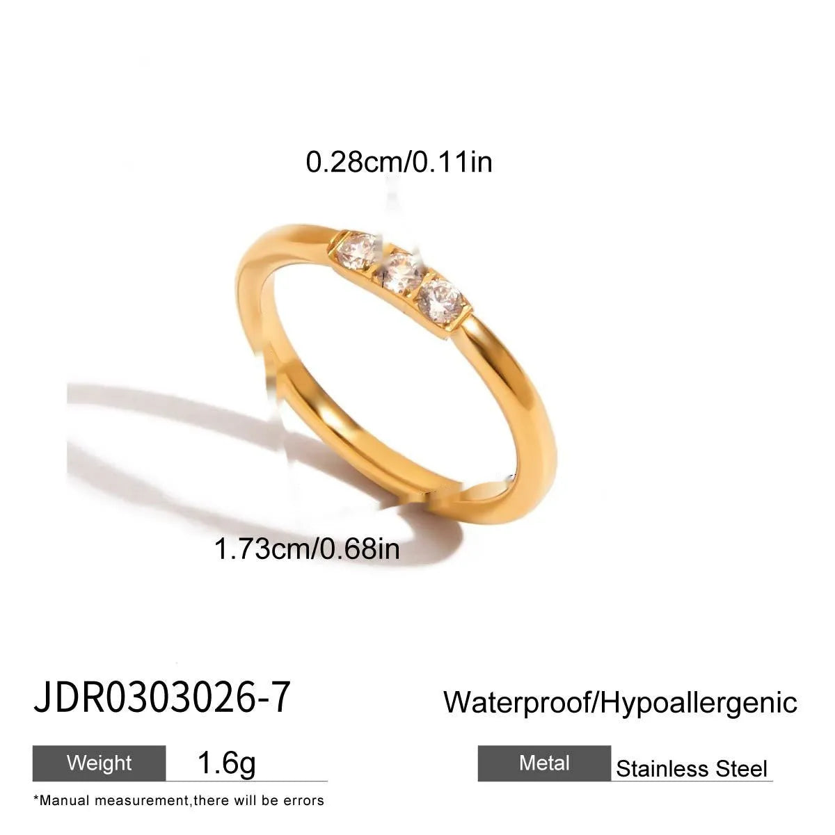 Geometric titanium steel zircon ring in a European American style on a plain background.