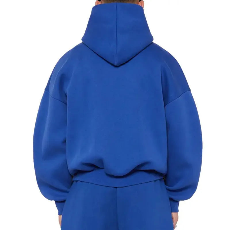 Men's fleece-lined cotton hoodie with wool lining in solid colour