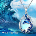 Blue heart-shaped alloy pendant necklace with love design elements on chain