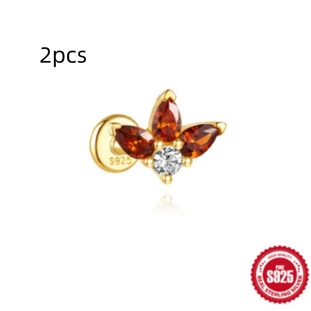 S925 sterling silver water drop earrings with a flat spiral design in a gold electroplated finish.