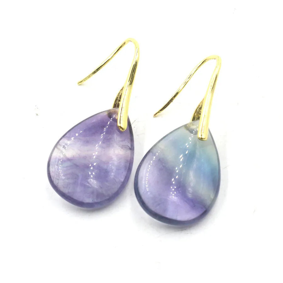 Geometric water droplet crystal earrings in multiple colour options with electroplated metal details