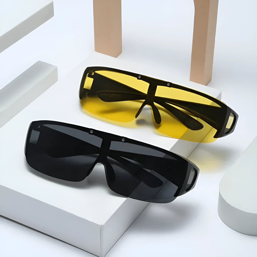 Polarised sunglasses with interchangeable lenses for myopia correction, suitable for cycling and outdoor sports.