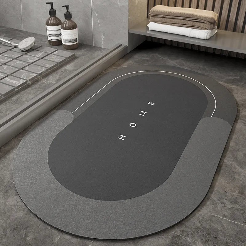 Blended fabric bathroom floor mat in oval and rectangular shapes with Baikal colour options