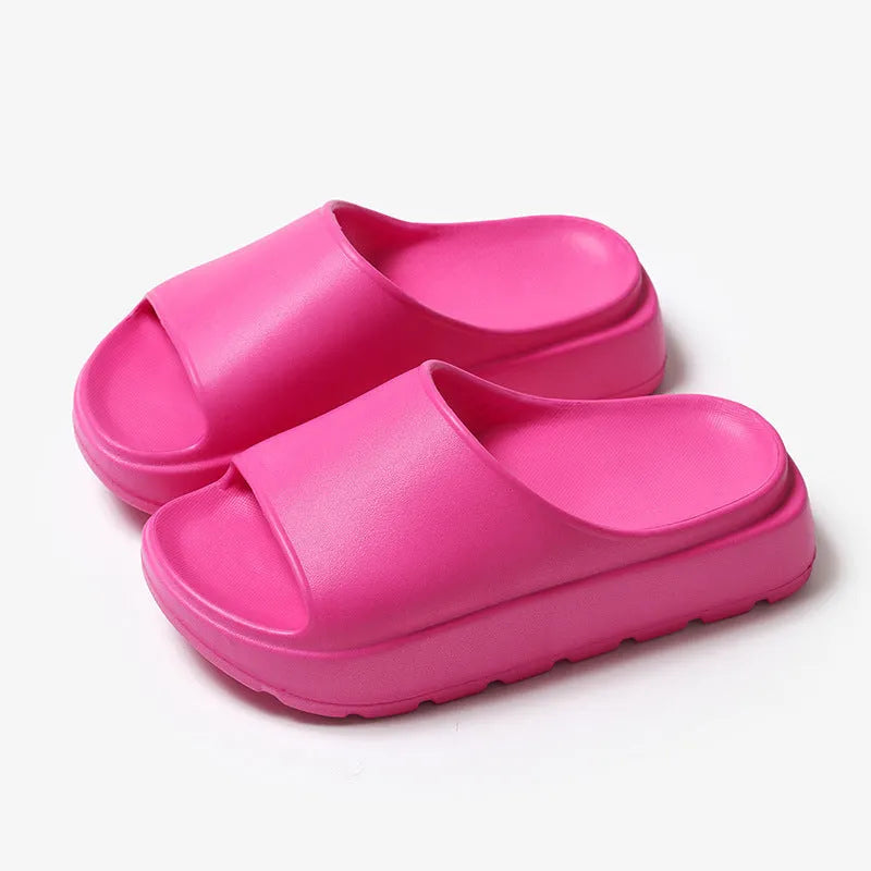 Women's thick-soled beige fish mouth beach slippers with 5.5cm EVA platform