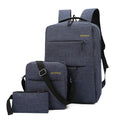 Men's USB charging three-piece casual computer bag set in nylon, shown in wine red colour.