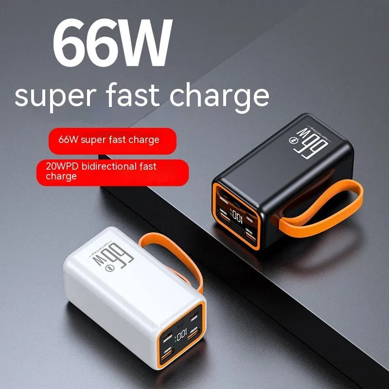 PD66W fast charge 20000 MA power bank in black or white with creative design and plastic shell