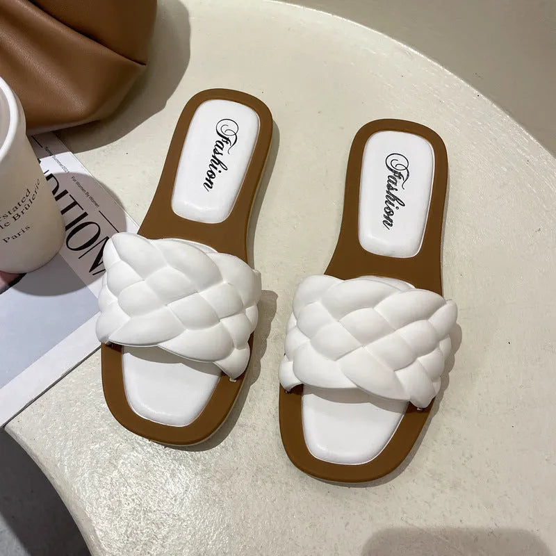 Women's plaid pattern anti-skid sandals with thick PVC soles in four colour options