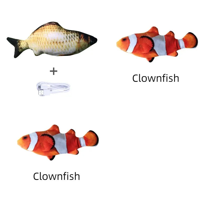 USB rechargeable electric jumping fish cat toy without catnip, 30cm multicolour electronic pet toy