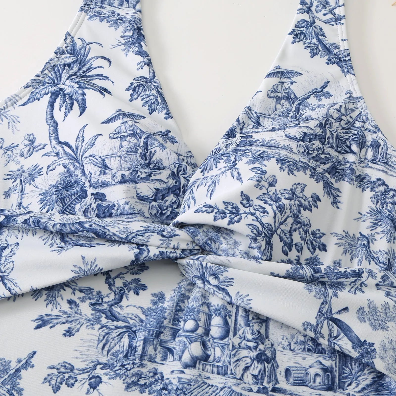 Conservative vintage print one-piece swimsuit with short sleeves in yellow flower pattern
