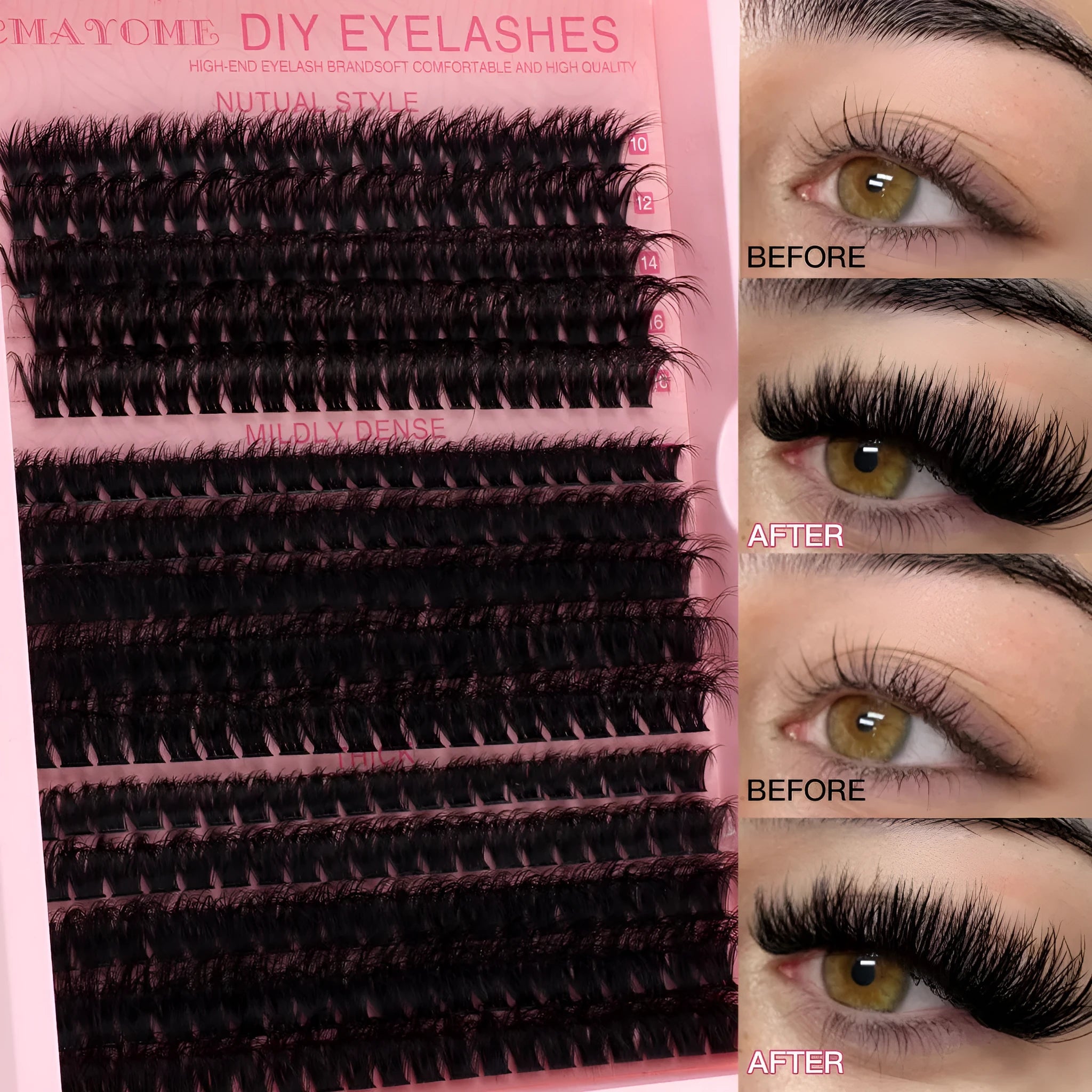 Segment cluster DIY false eyelashes extension kit with application tweezers