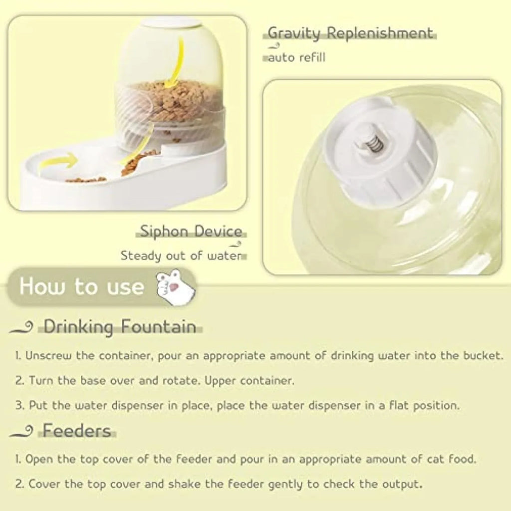 White cat feeder and water dispenser set with wave-shaped design and two 2000ml reservoirs