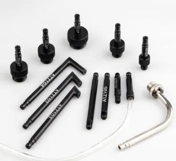 Thirteen-piece automatic transmission oil refuelling tool kit with injector and wave box connector