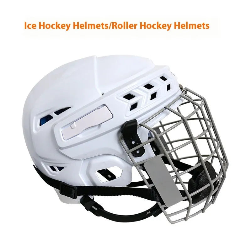 Ice hockey protective helmet with carbon steel face mask showing EVA lining