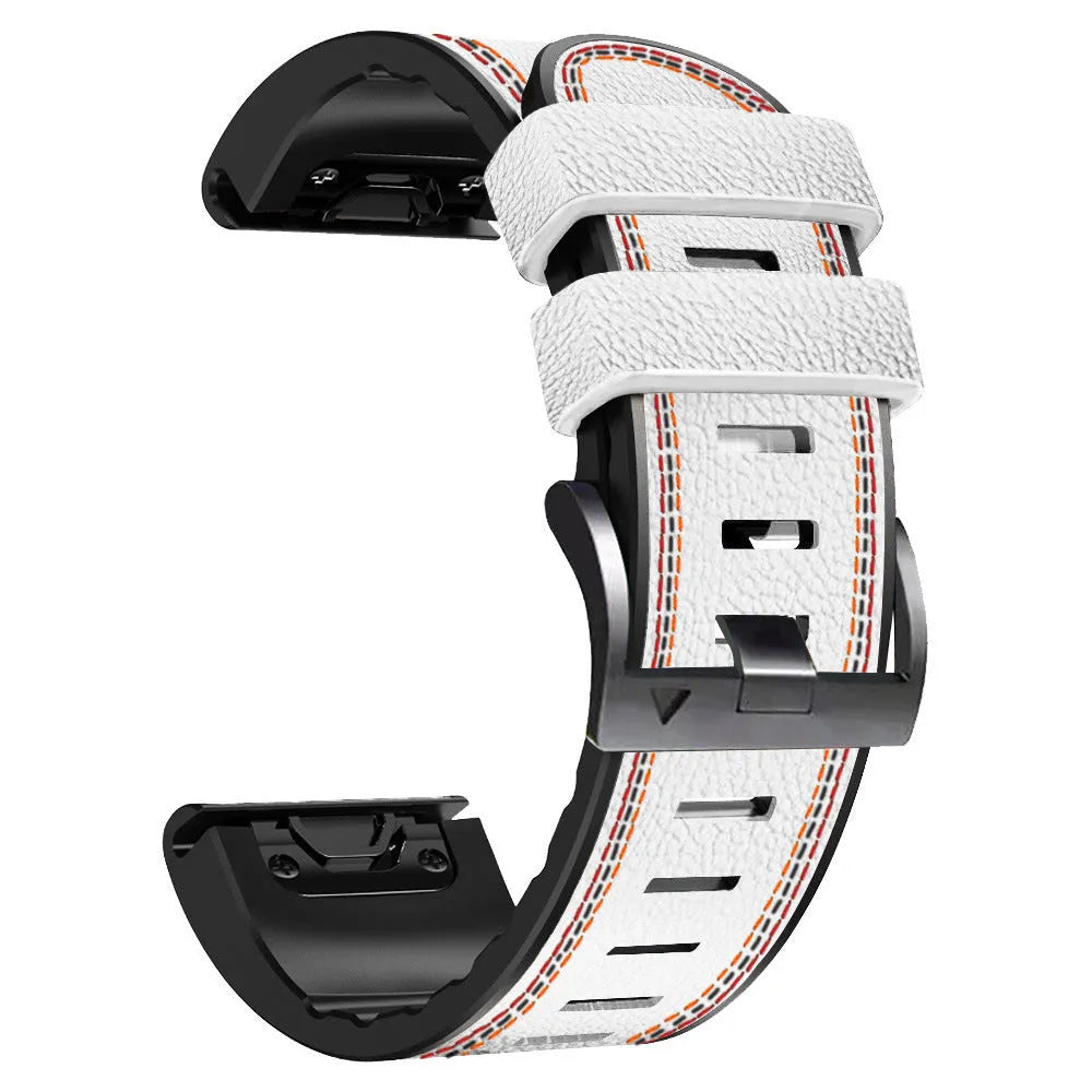 Silicone quick-release watchband for Garmin Fenix smartwatch in black, brown, light brown, or white