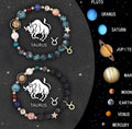 Complete set of twelve zodiac sign bracelets with natural stone beads and adjustable closures