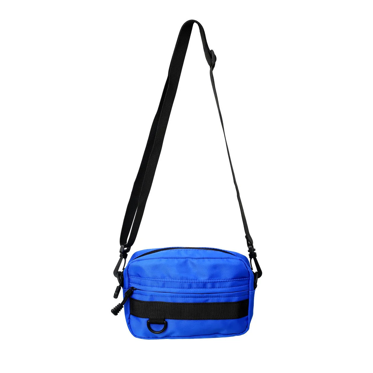 Men's nylon messenger bag in street style with crossbody strap and sewing thread details