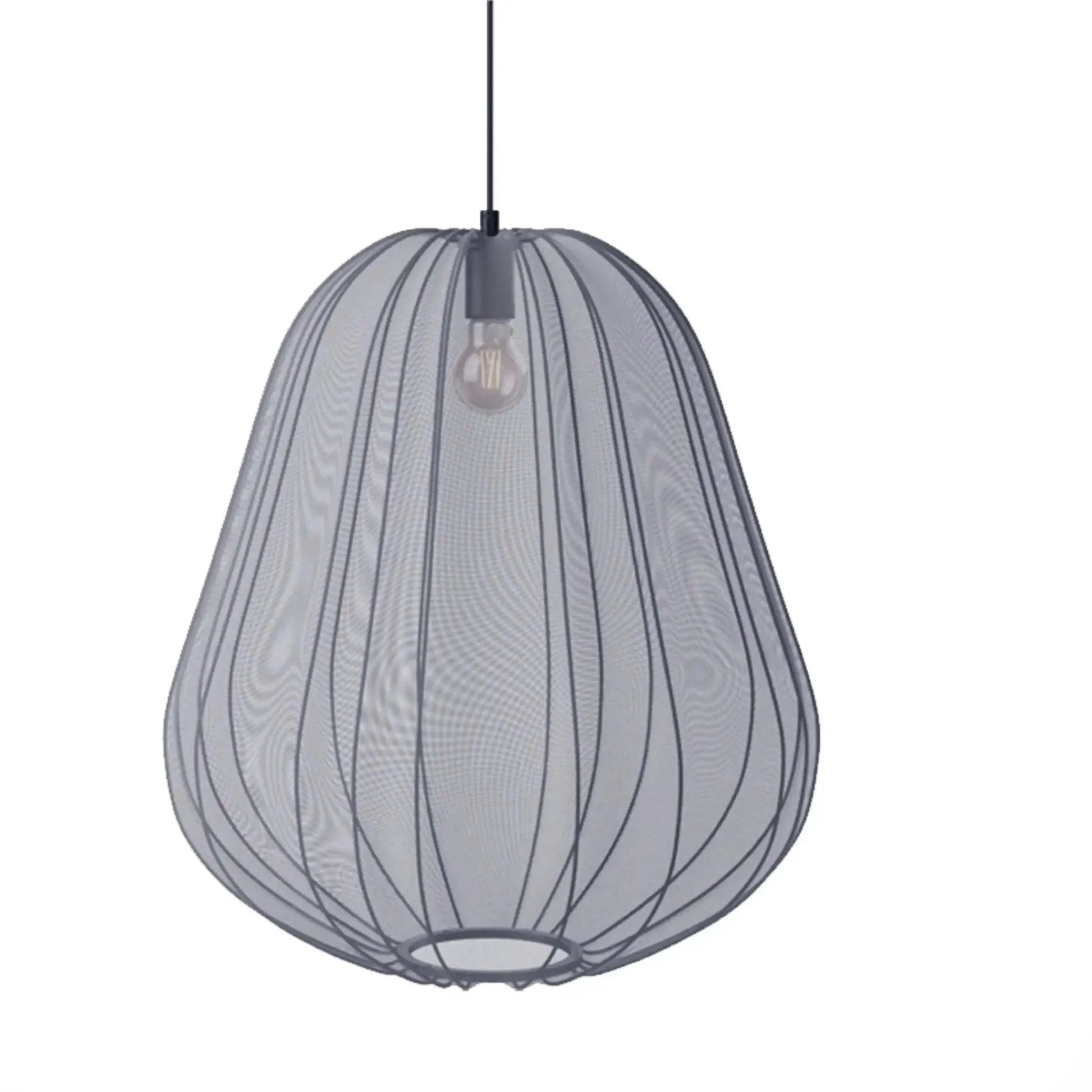 Japanese-style net pumpkin ceiling lamp in grey blue with branch design and LED lighting