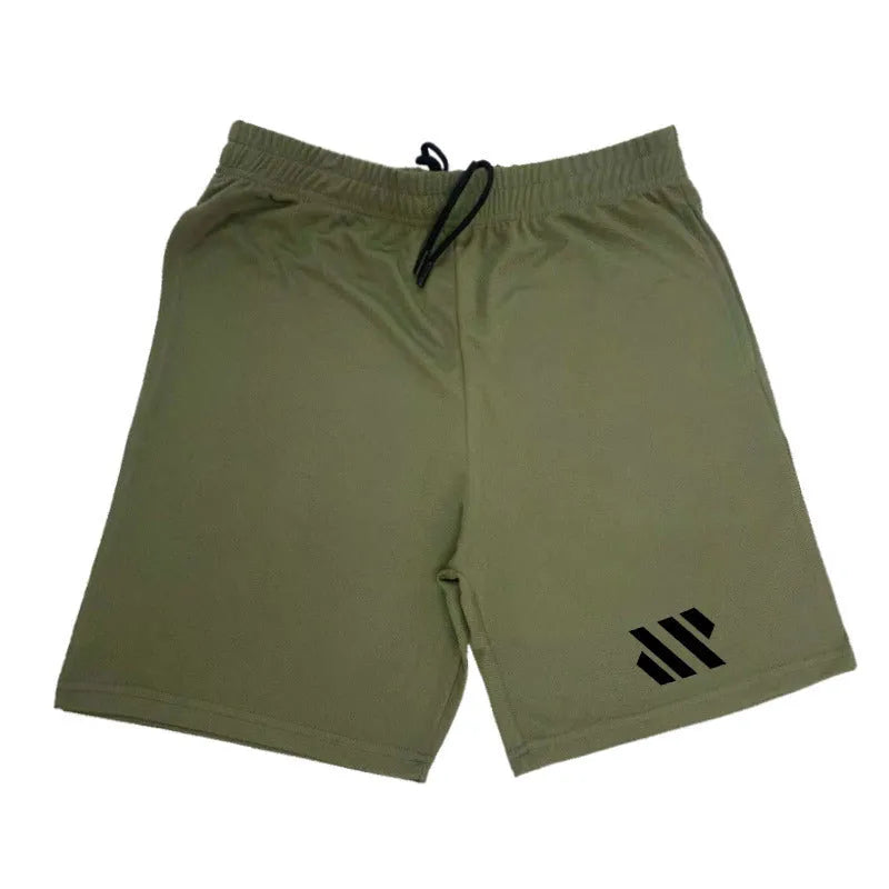 Pair of loose-fitting metal silk sports shorts for running, shown in one of nine available colours.