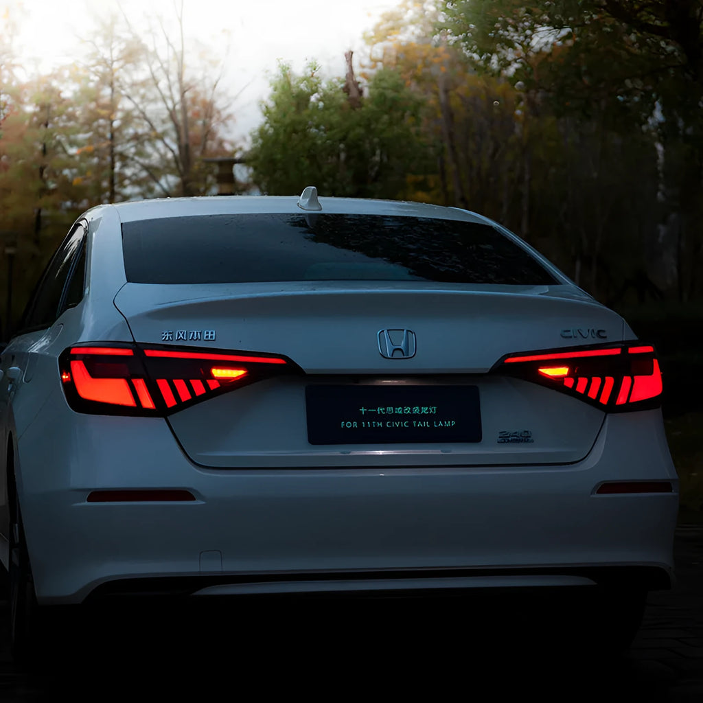 11th Generation Honda Civic modified LED tail light assembly with sequential turn signals