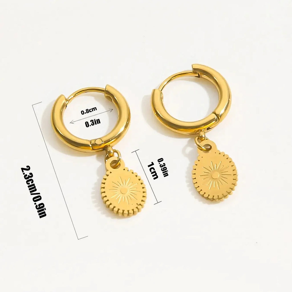 Geometric oval stainless steel ear button earrings with ellipse design in colour XY-EH005