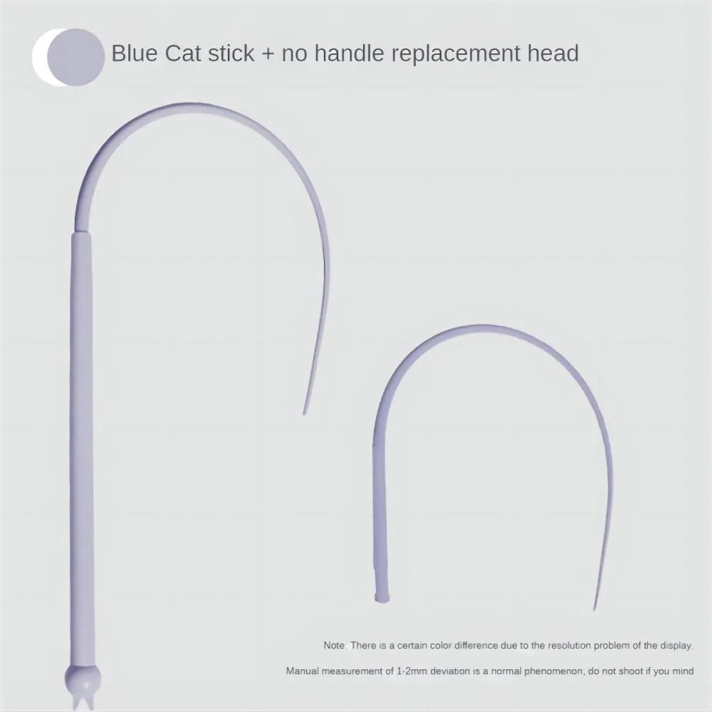 Blue simulated mouse tail cat toy with silicone tail and ABS cat head for interactive play