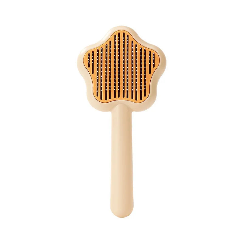 Green self-cleaning cat grooming comb with stainless steel needles and four adjustable comb types