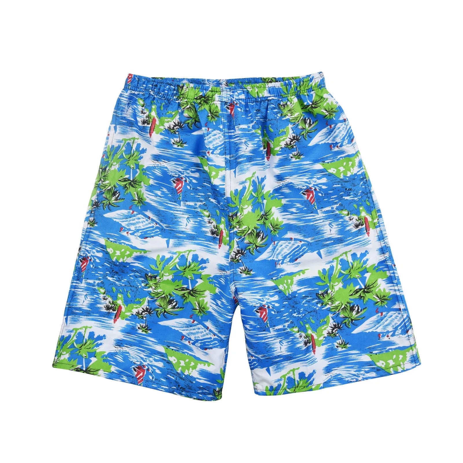 Men's floral printed swimming trunks with five-point design in quick-dry polyester material