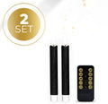 Set of four black S2 3D Flame LED taper candles showing realistic flickering light effect.