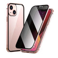 A solid-colour magnetic iPhone case with an integrated metal frame, shown in black, for use with magnetic car mounts.