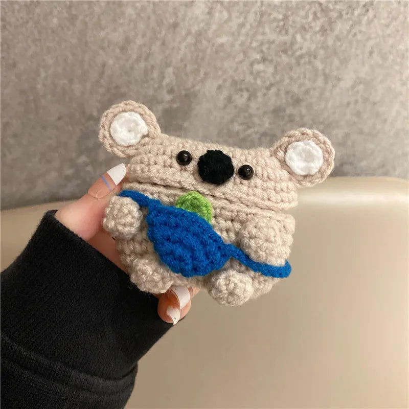 Handmade knitted koala bear earphone protective cover for Apple AirPods charging case
