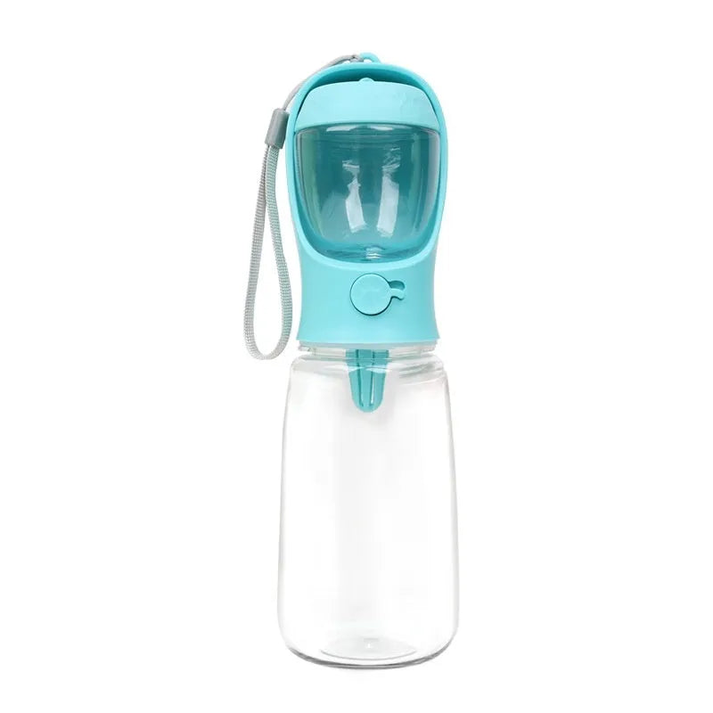 Blue dual-use portable dog water cup with split water grain design for outdoor hydration
